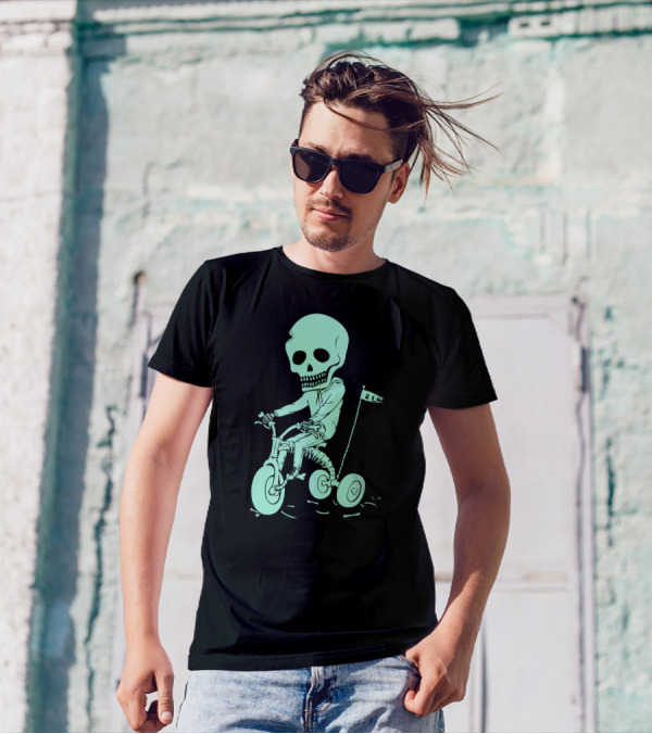Death Kid Skeleton Tricycle Ride Bone Flag T-Shirt