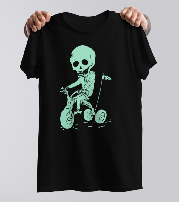 Death Kid Skeleton Tricycle Ride Bone Flag T-Shirt