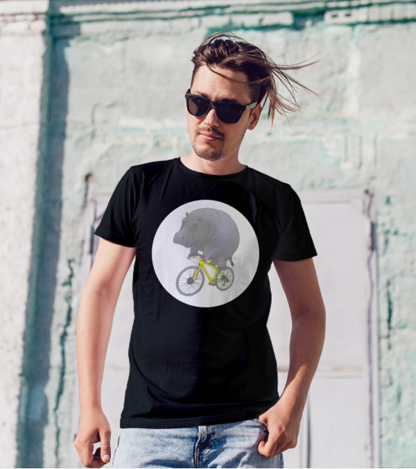 Don't Forget The Helmet Hippo Riding Bicycle T-Shirt