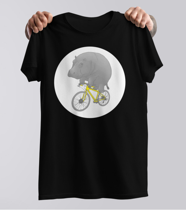Don't Forget The Helmet Hippo Riding Bicycle T-Shirt