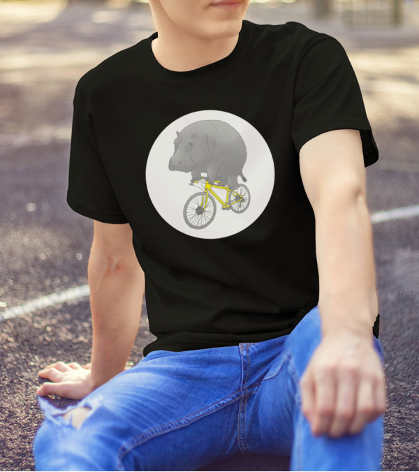 Don't Forget The Helmet Hippo Riding Bicycle T-Shirt