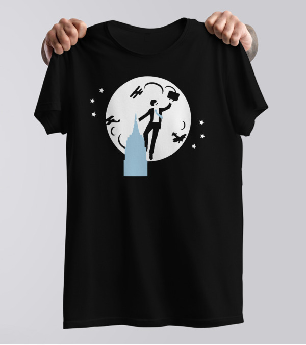 Dreamer Kong Businessman With Briefcase Flying Over City Skyline T-Shirt