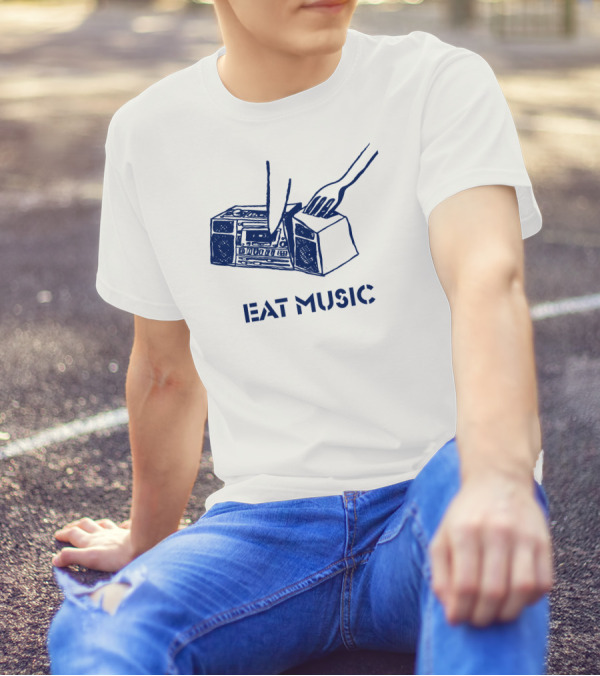 Eat Music Boombox Enthusiast Retro Vibes T-Shirt