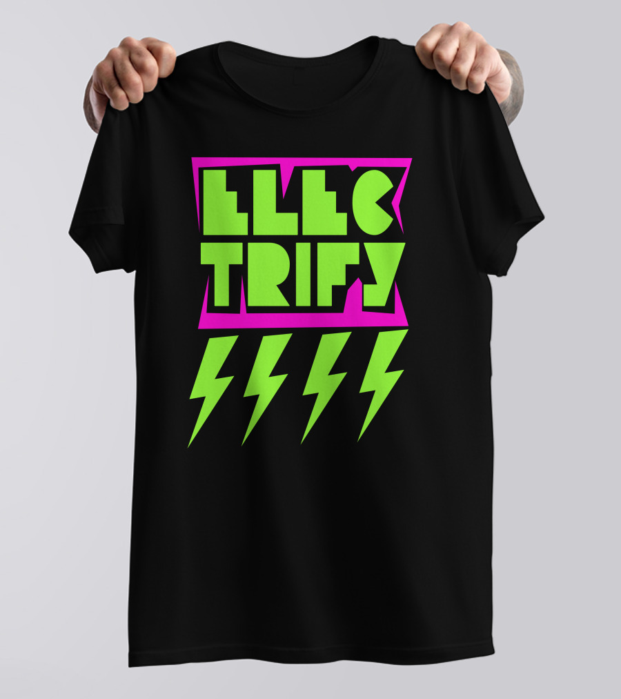 Electrify Bold Neon Lightning Bolts 80s T-Shirt