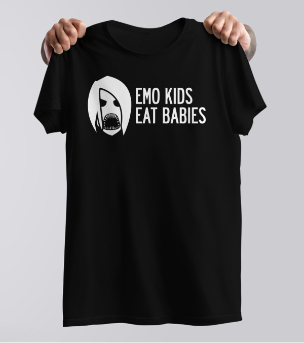Emo Kids Eat Babies Creepy Cartoon Face T-Shirt