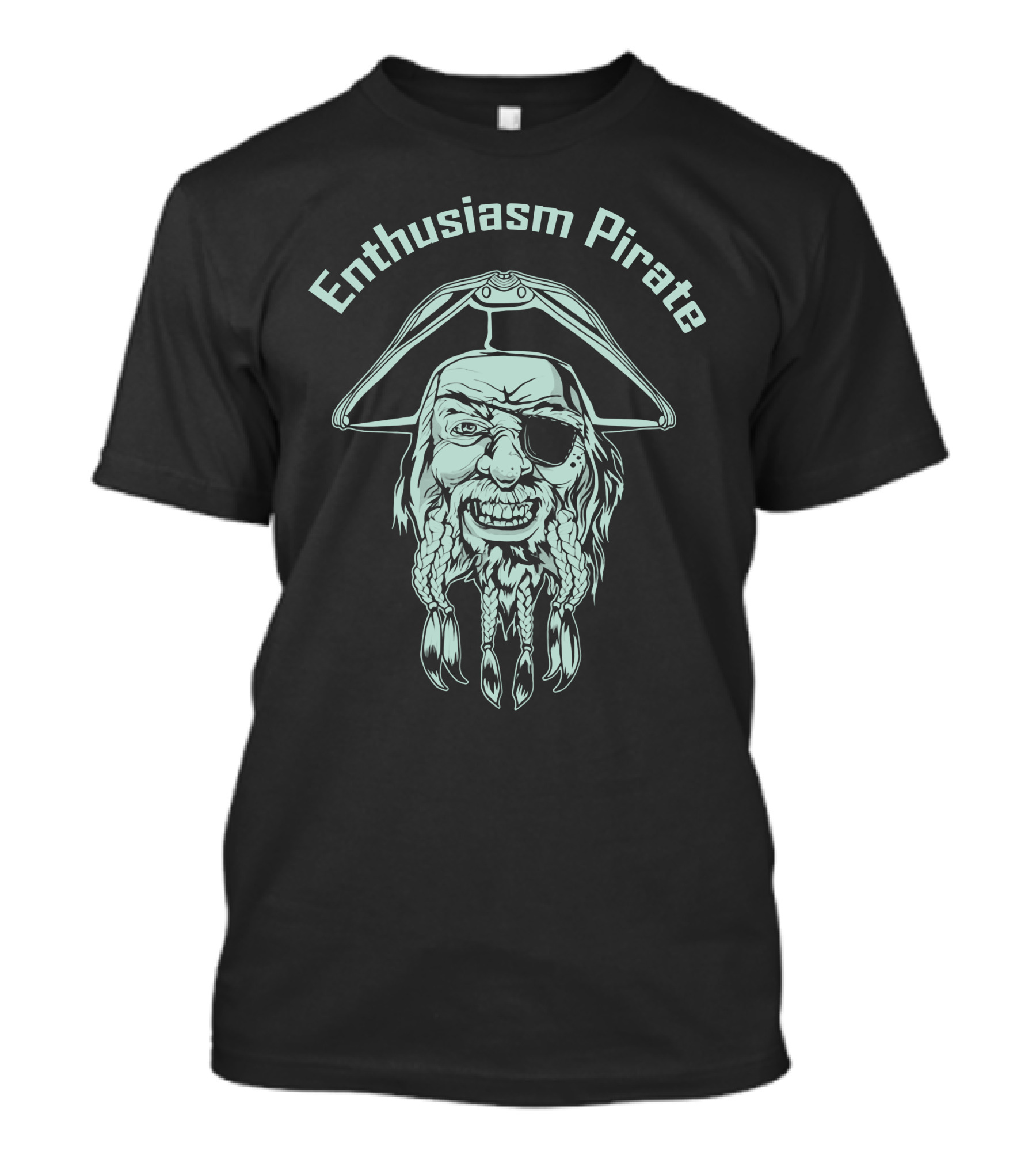 Enthusiasm Pirate Grinning Eyepatch Bearded Buccaneer T-Shirt