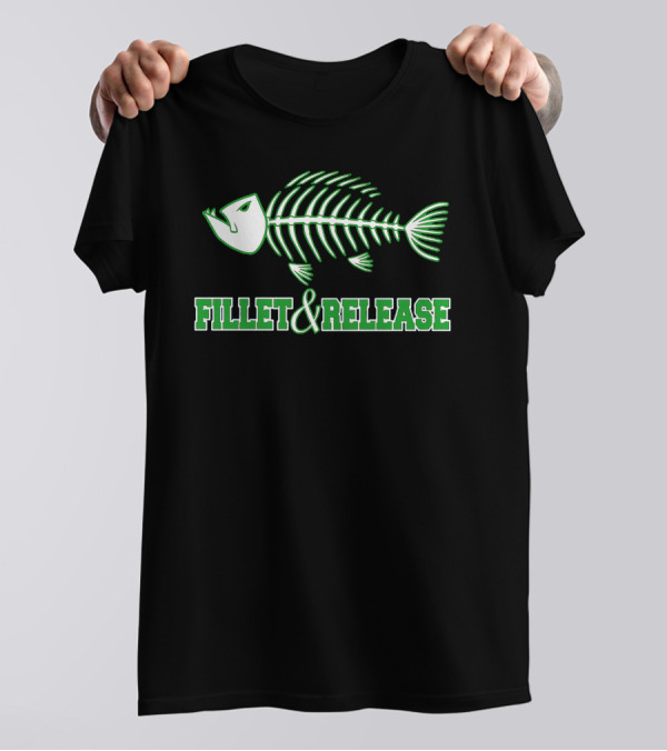 FILLE AND RELEASE Fish Bone Skeleton T-Shirt