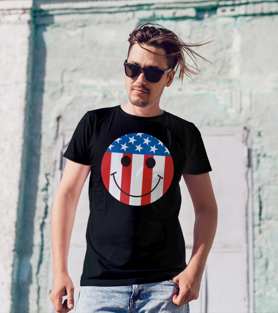 American Flag Smiley Face T-Shirt