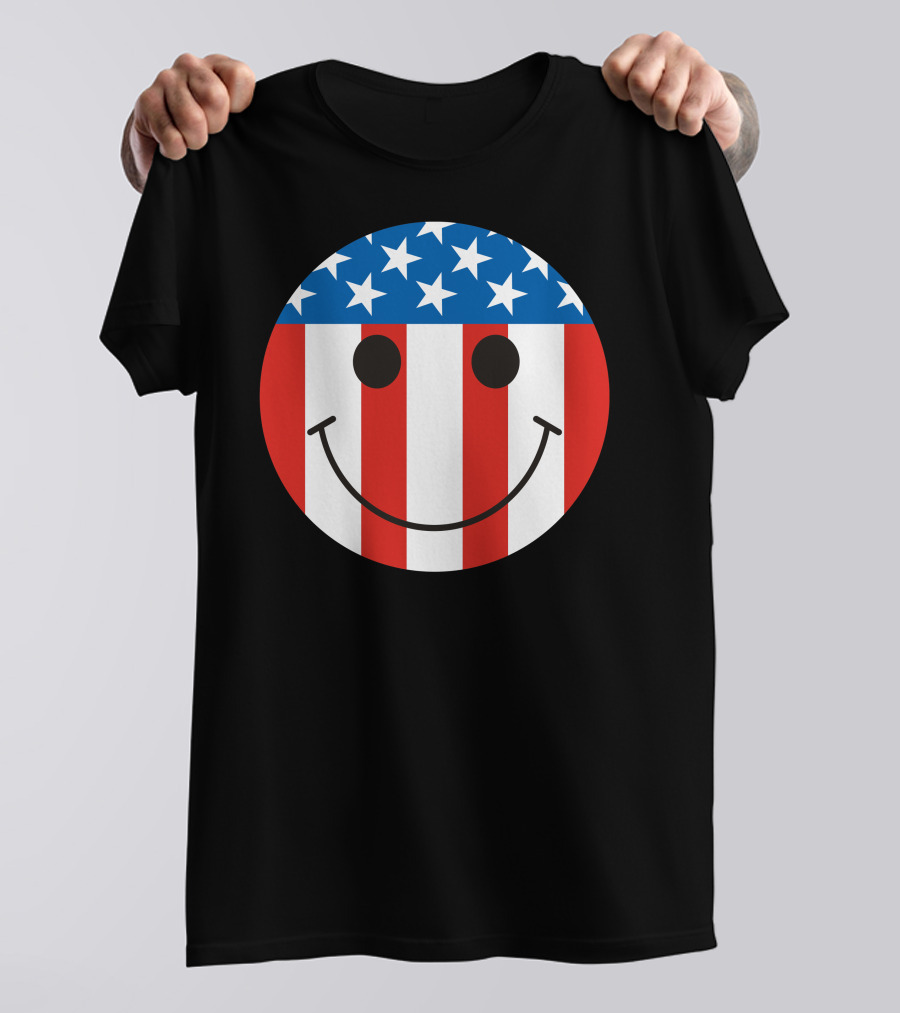 American Flag Smiley Face T-Shirt