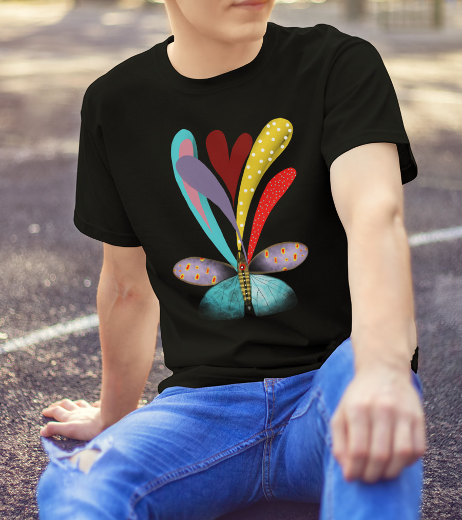 Free Butterfly Colorful Abstract Wings T-Shirt