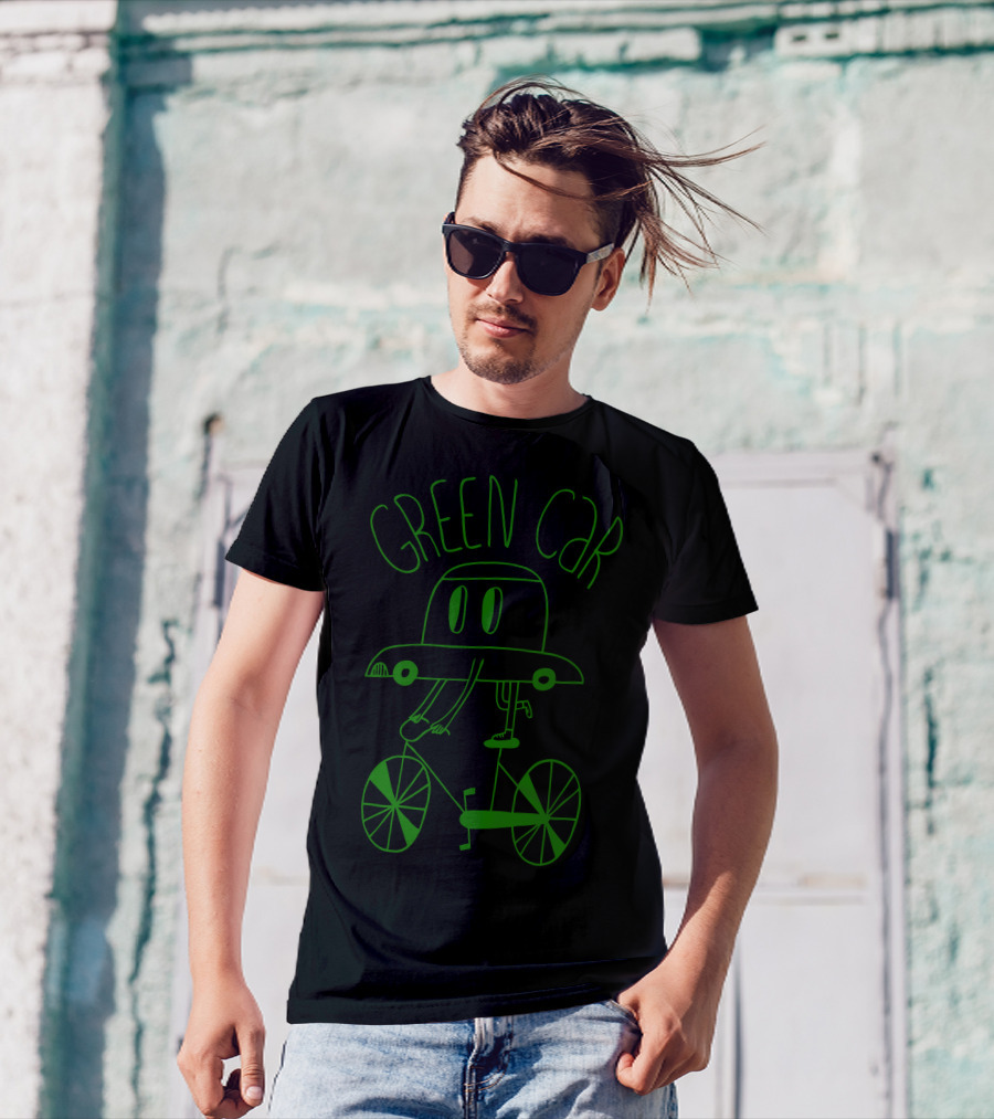 Green Car Spaceship Bicycle T-Shirt