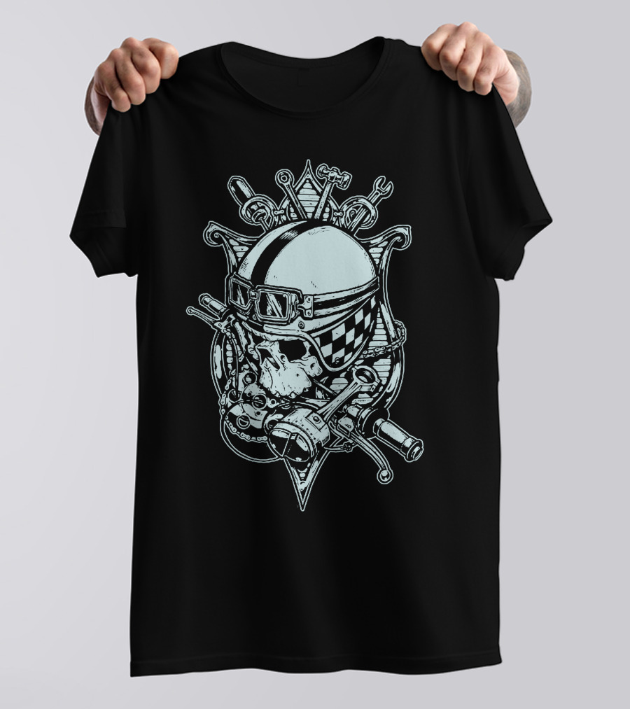 Handlebars And Skull Helmet Wrenches And Tools T-Shirt