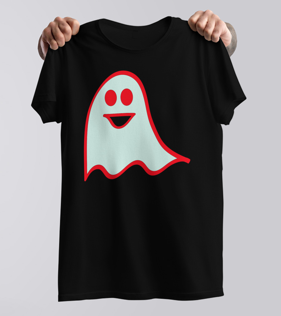 Happy Ghost Smiling With Red Outline T-Shirt