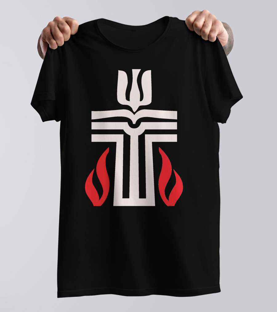 Holy Sunday Easter Flames Cross T-Shirt