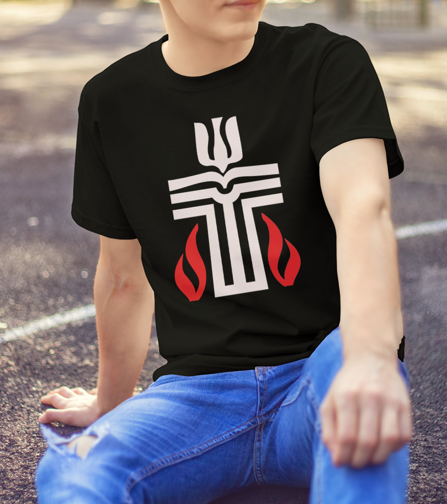 Holy Sunday Easter Flames Cross T-Shirt