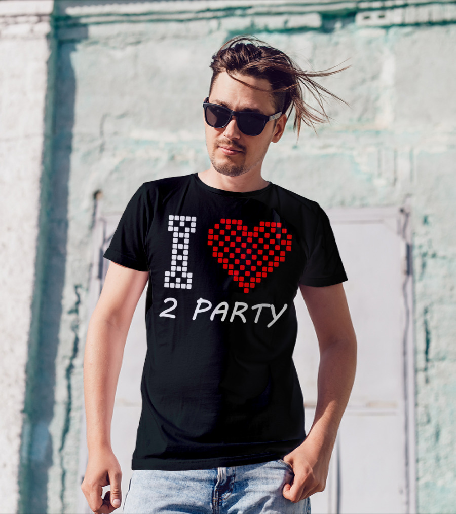 I Love Heart 2 Party Red Checkered T-Shirt