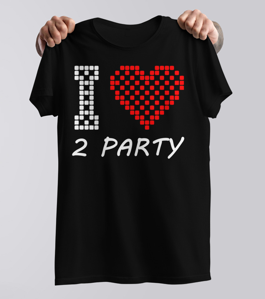 I Love Heart 2 Party Red Checkered T-Shirt