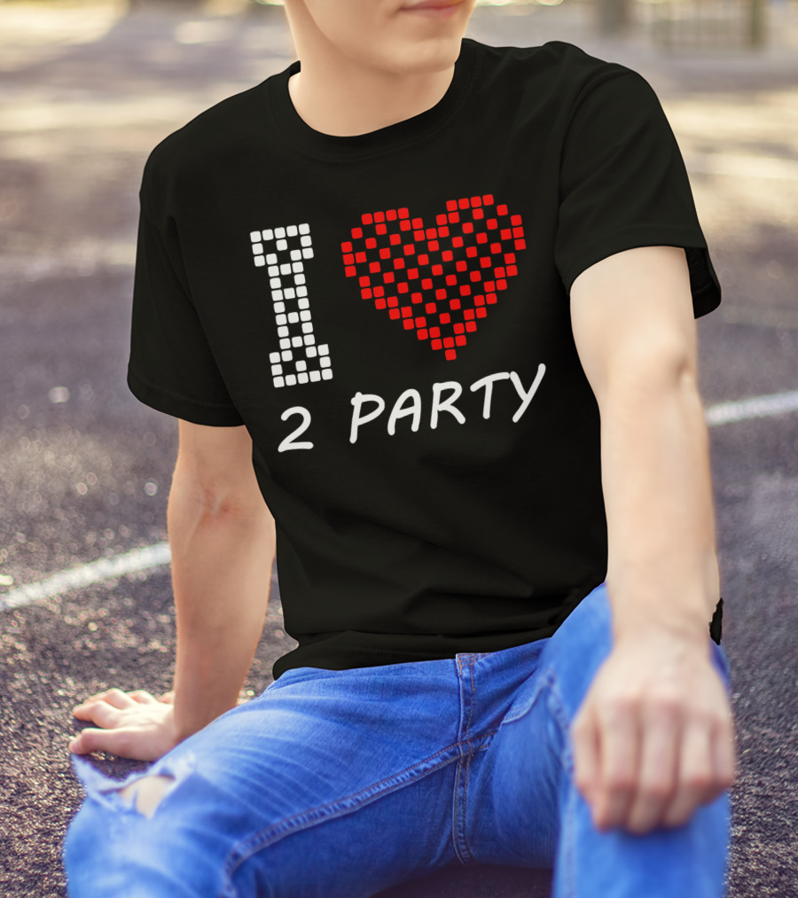 I Love Heart 2 Party Red Checkered T-Shirt