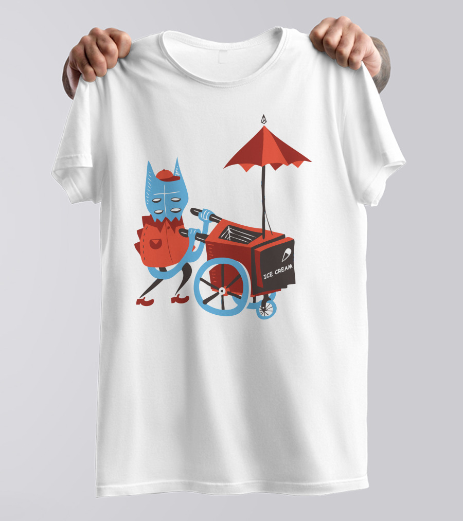 Ice Cream Beastie With Cart And Red Umbrella T-Shirt