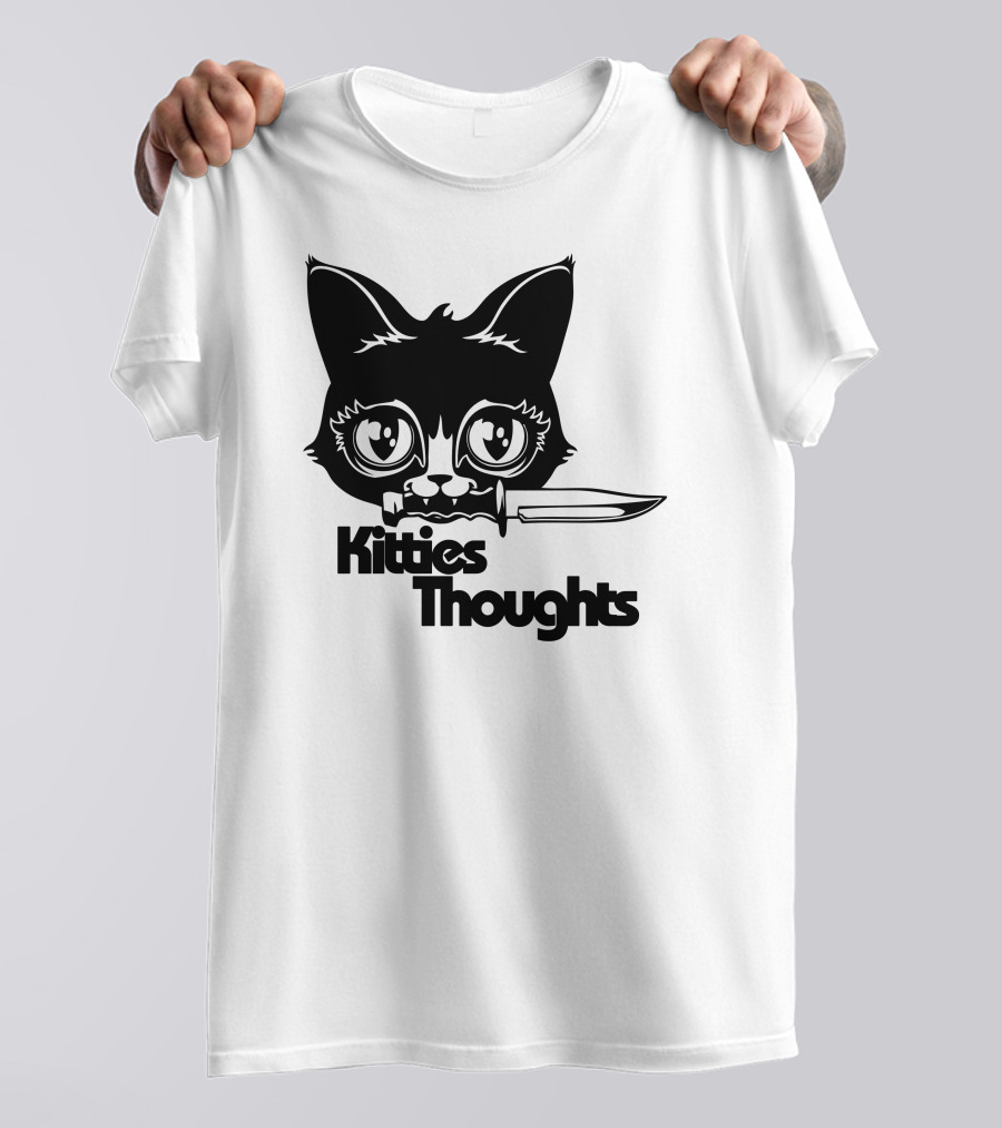 Kitties Thoughts Knife Cat Face T-Shirt
