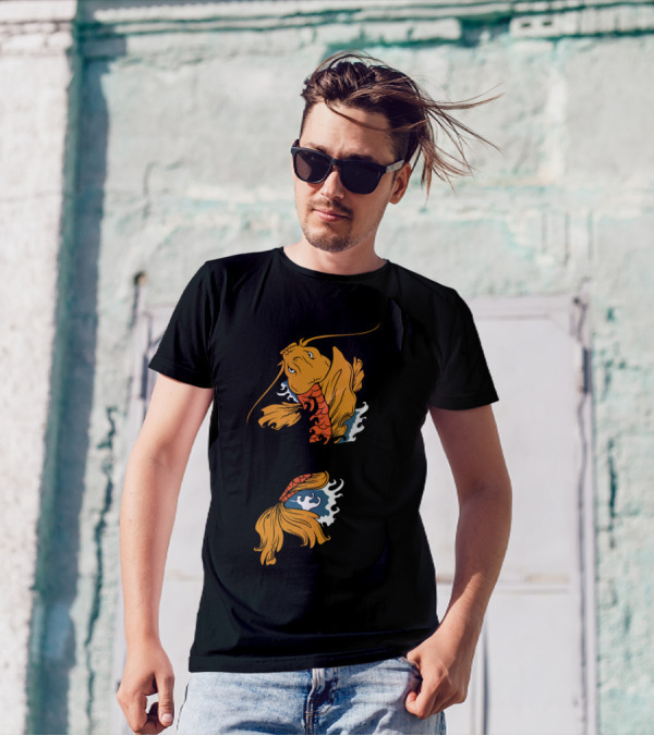 Koi Fish Splashing Through Waves T-Shirt