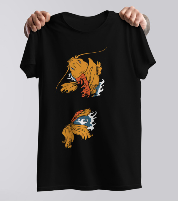 Koi Fish Splashing Through Waves T-Shirt