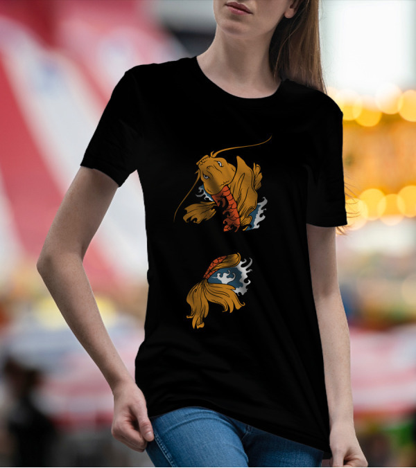 Koi Fish Splashing Through Waves T-Shirt