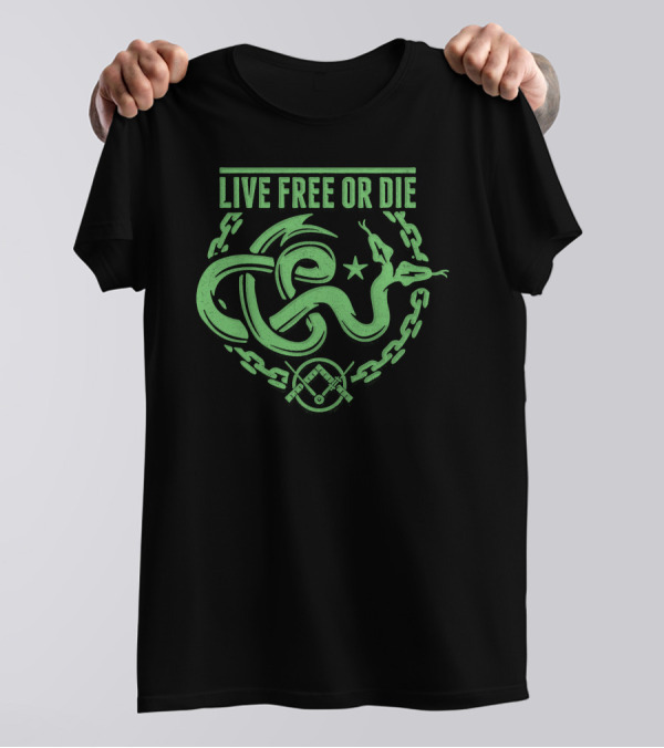 Live Free Or Die Snake Chain Star T-Shirt