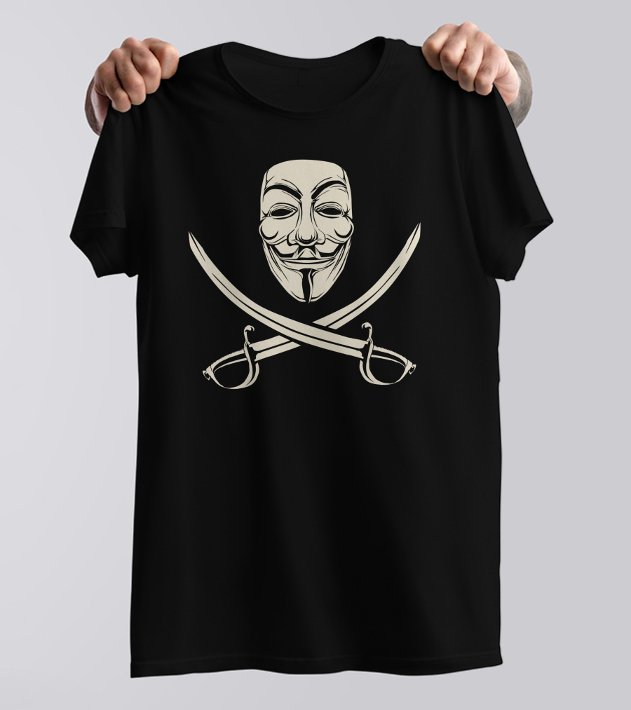 Mask Of Modern Mutiny Anonymous Pirate Crossed Swords T-Shirt