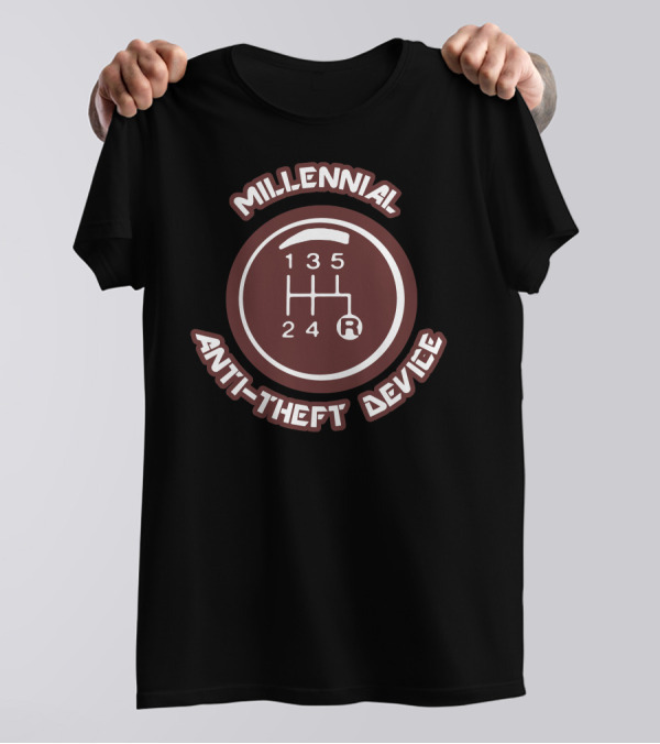 Manual Gear Shift Millennial Anti Theft Device T-Shirt
