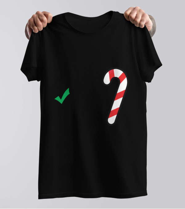 Naughty Nice I Tried Candy Cane Checkmark Christmas T-Shirt