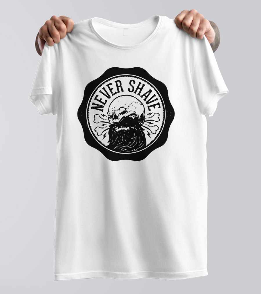 Never Shave Skull With Crossbones And Beard T-Shirt