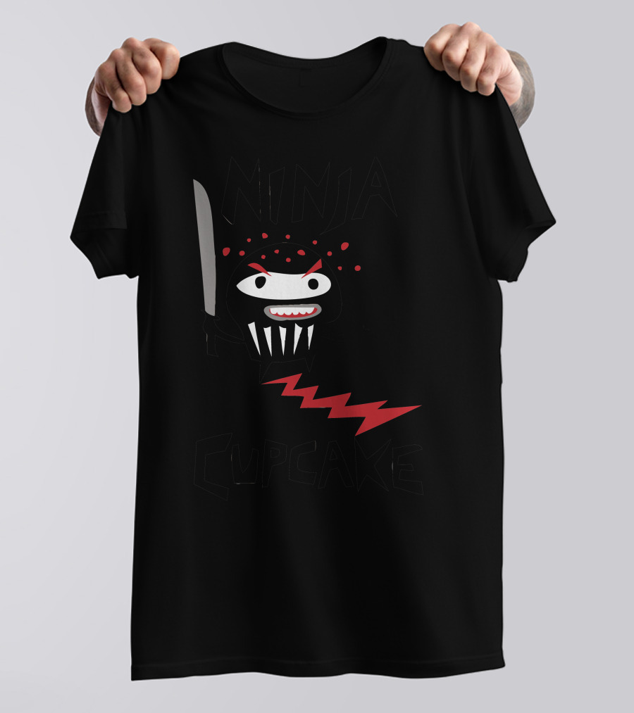 Ninja Cupcake Sword Lightning Black Red T-Shirt