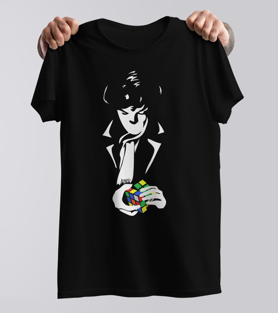 Mysterious Solver Holding Rubik's Cube Solving Puzzles T-Shirt