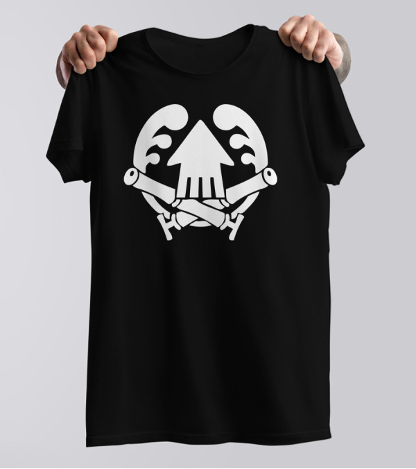 Splatoon Cuttlegear Emblem Squid Icon With Leaf And Cannon Motif T-Shirt