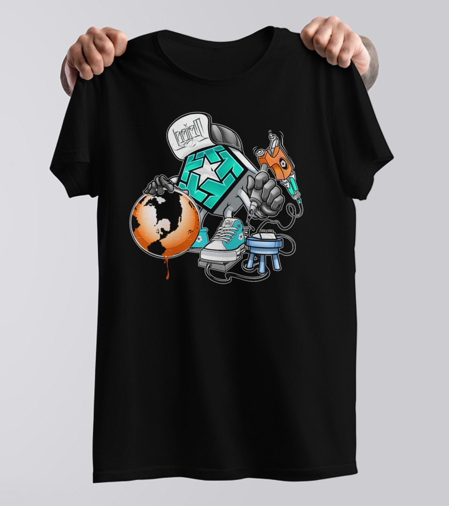 Star Guy Graffiti Art Earth Sneakers T-Shirt