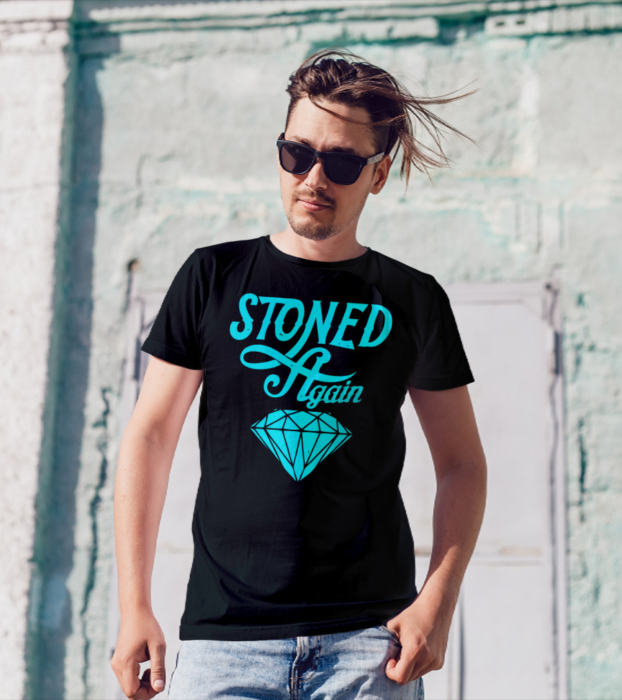 Stoned Again Turquoise Diamond Motif T-Shirt