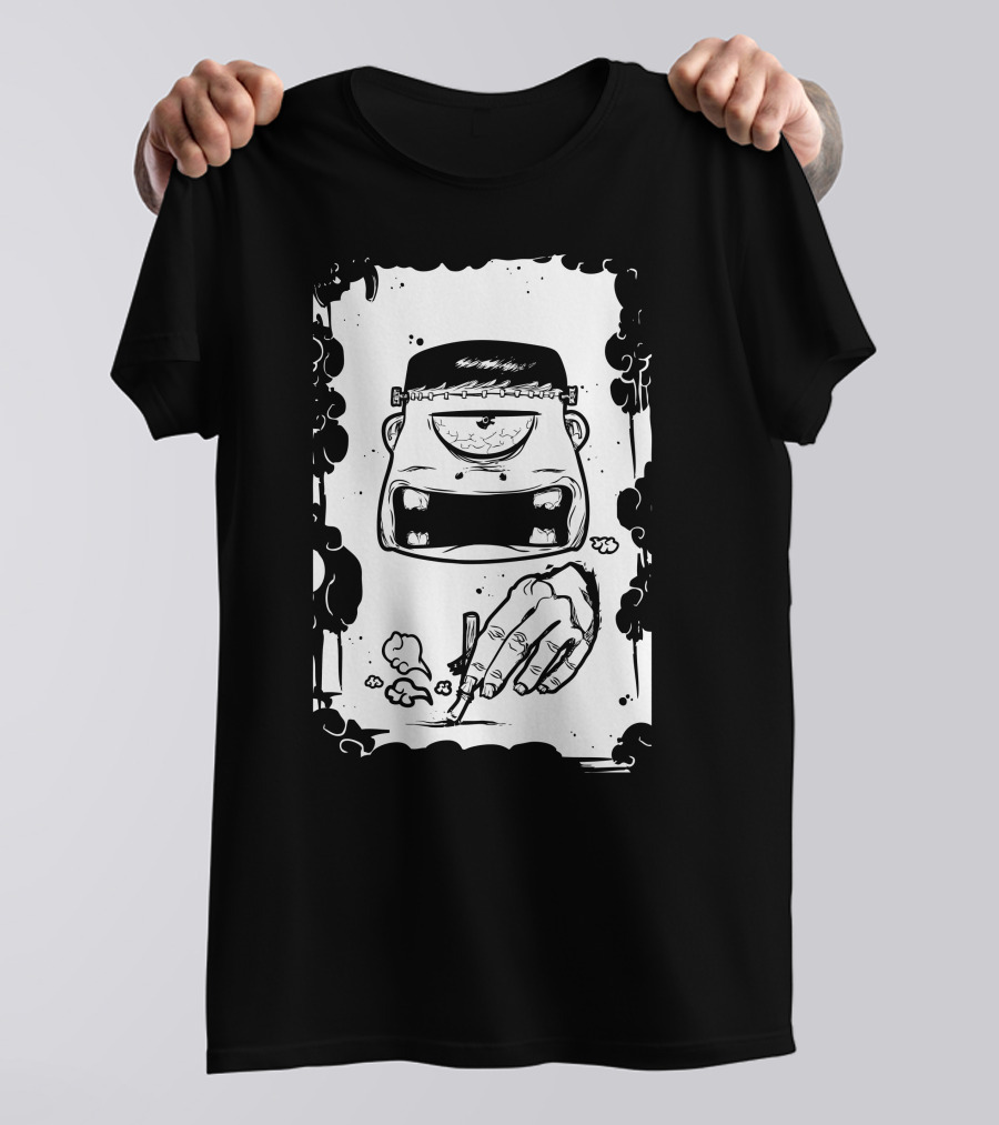 Stop Smoking Cartoon Hand Scribbling Clouds T-Shirt