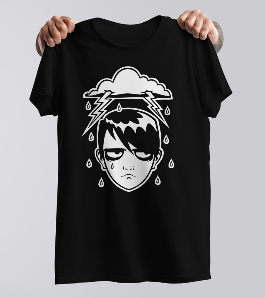 Stormy Emo Mood With Lightning And Raindrops T-Shirt