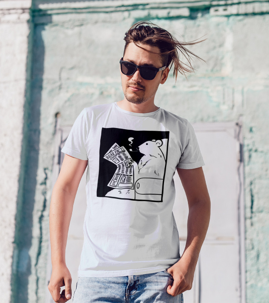 Bear Facts Newspaper Smoky Lounge Scene T-Shirt