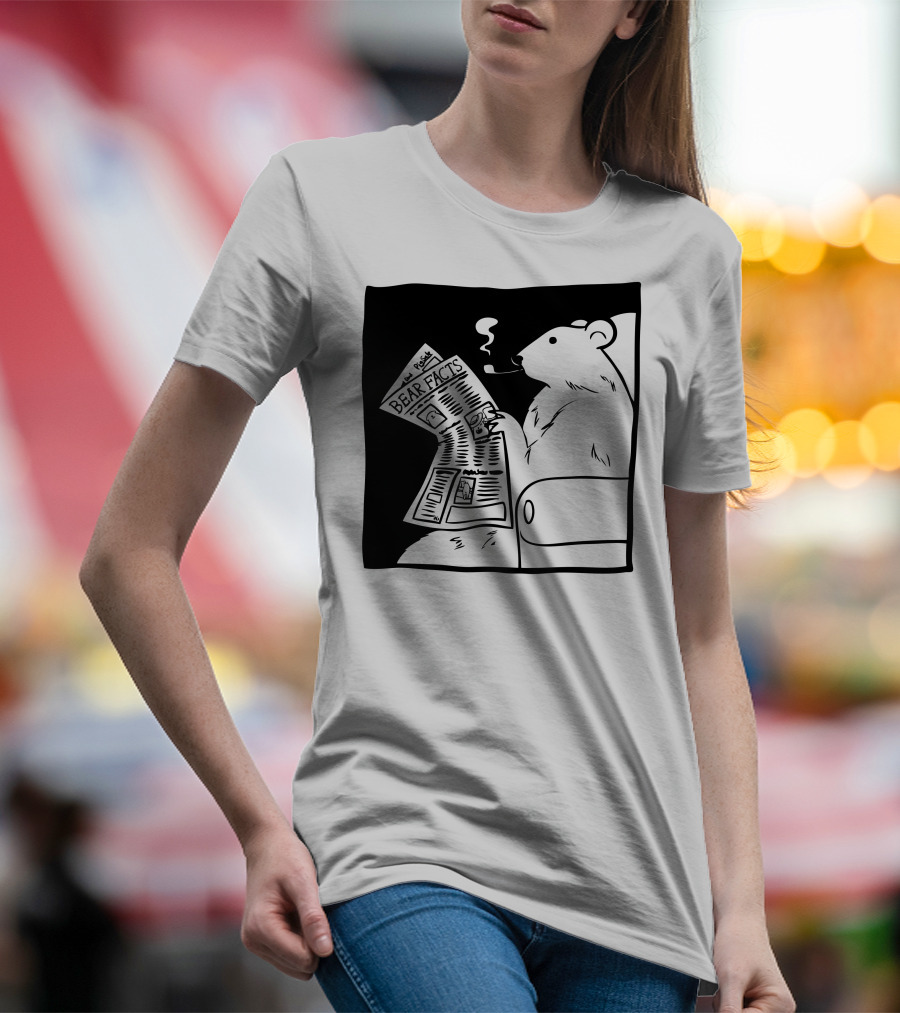 Bear Facts Newspaper Smoky Lounge Scene T-Shirt