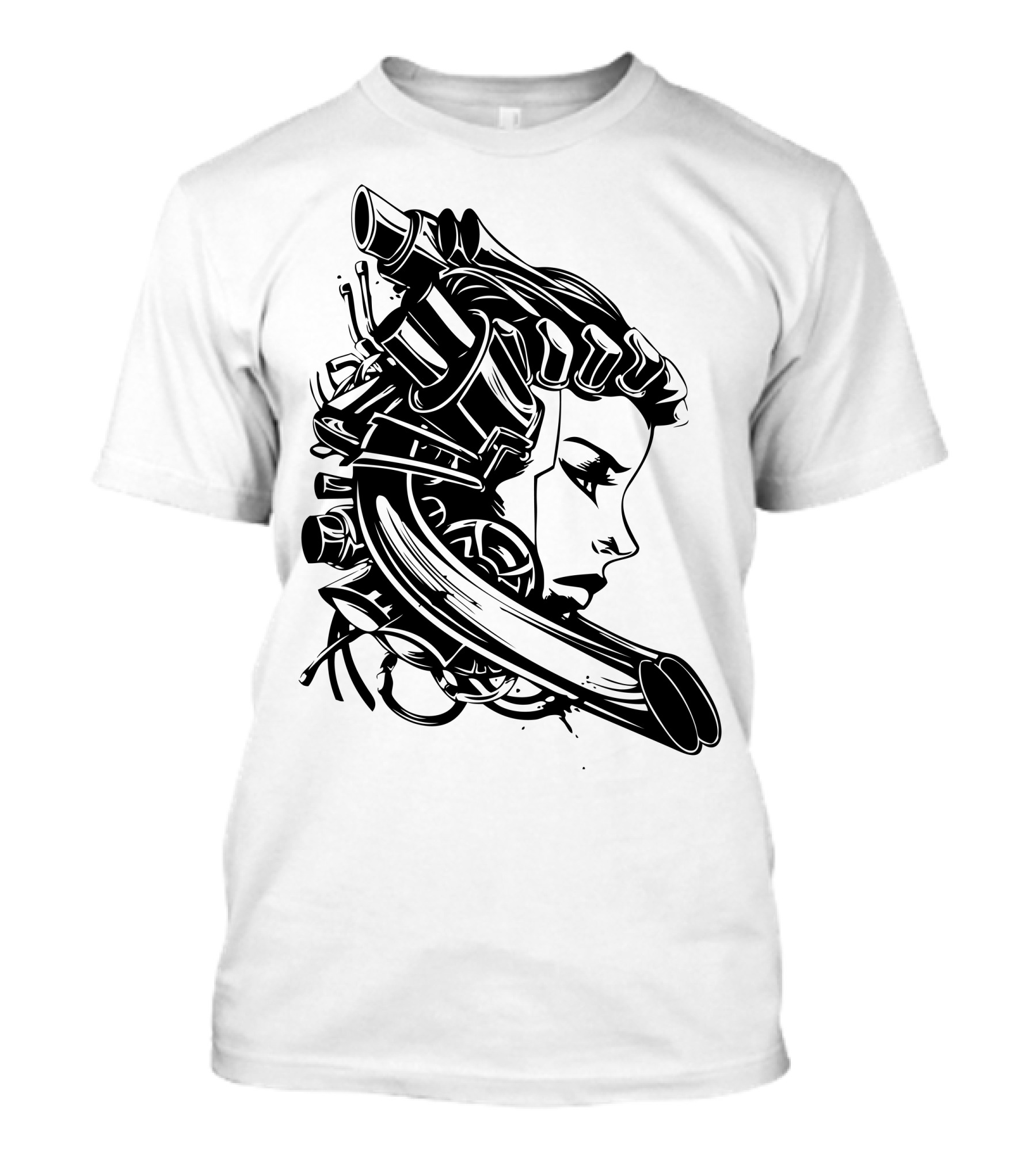 Biker Gal Engine Head T-Shirt