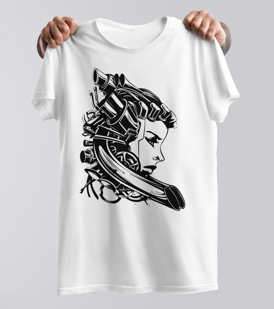 Biker Gal Engine Head T-Shirt