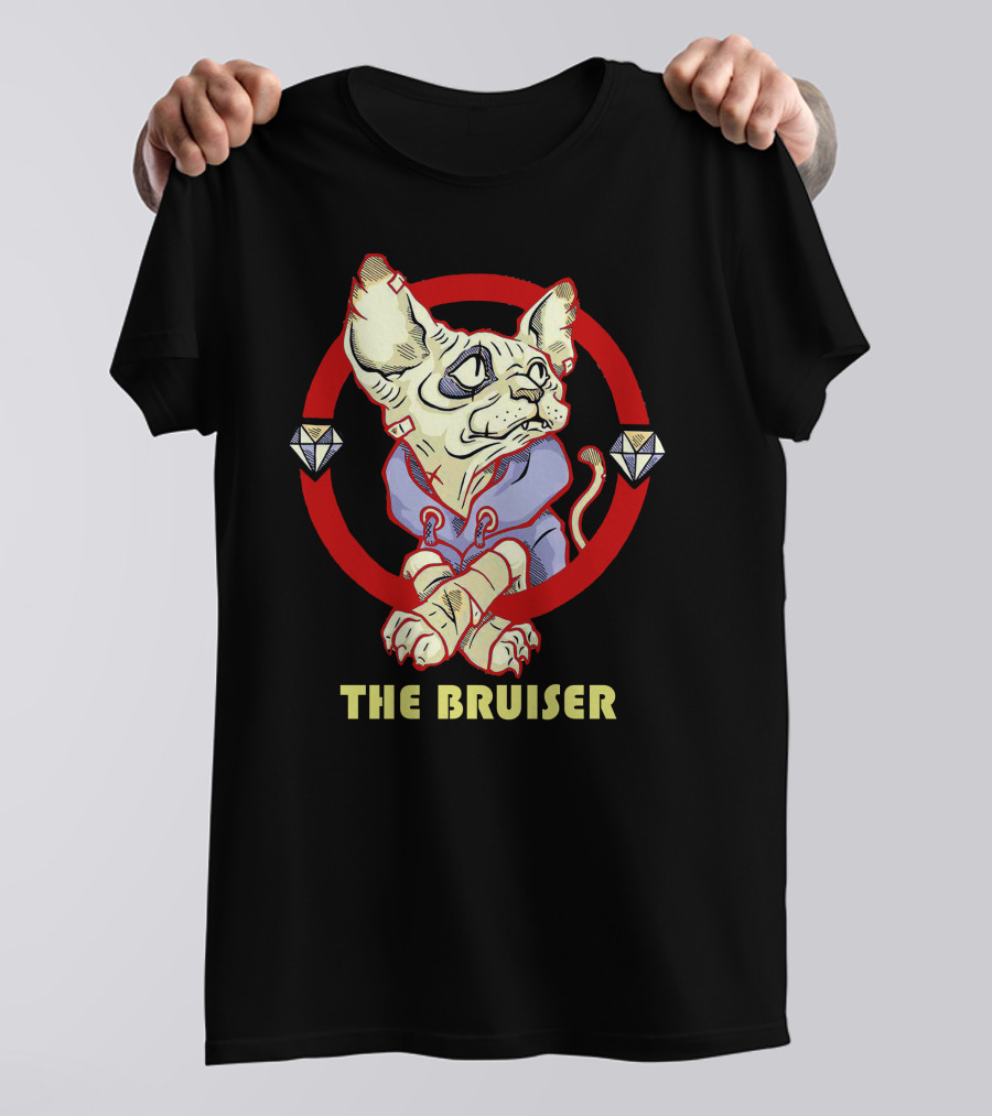 Sphynx Cat The Bruiser In Hoodie With Diamonds And Red Circle T-Shirt