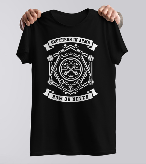 Brothers In Arms Now Or Never Keys Swords Crown Symbols T-Shirt