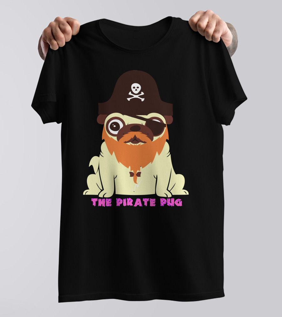 The Pirate Pug Skull And Crossbones Hat T-Shirt