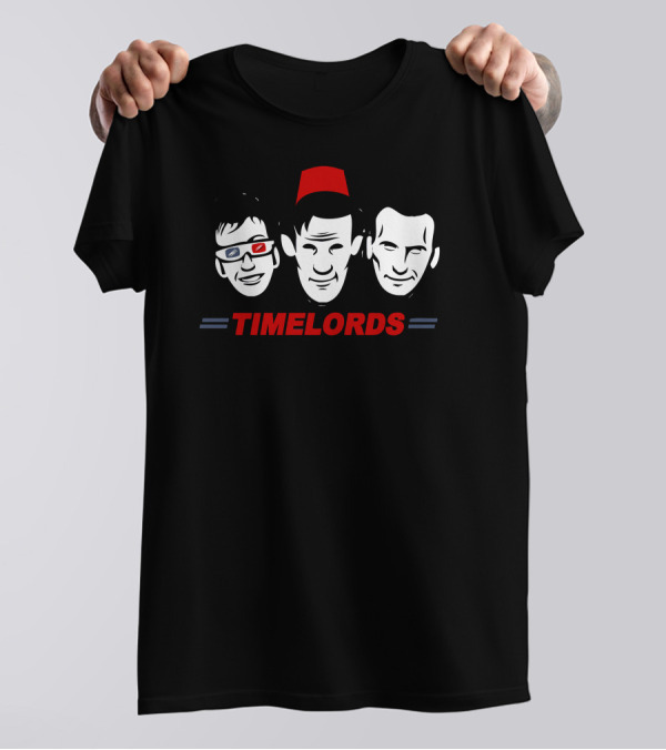 Timelords Three Faces Fez And 3D Glasses T-Shirt