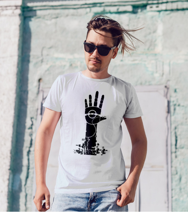 Unperson Hand Pixelated Glitch T-Shirt