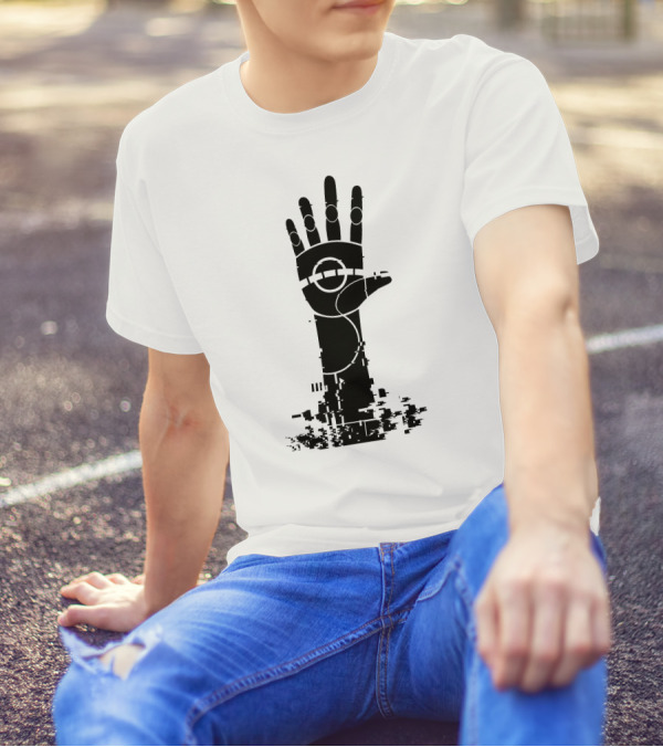 Unperson Hand Pixelated Glitch T-Shirt