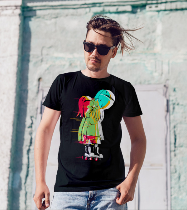 Too Rad For Registration Roller Skating Abstract Character With Helmet And Vibrant Colors T-Shirt